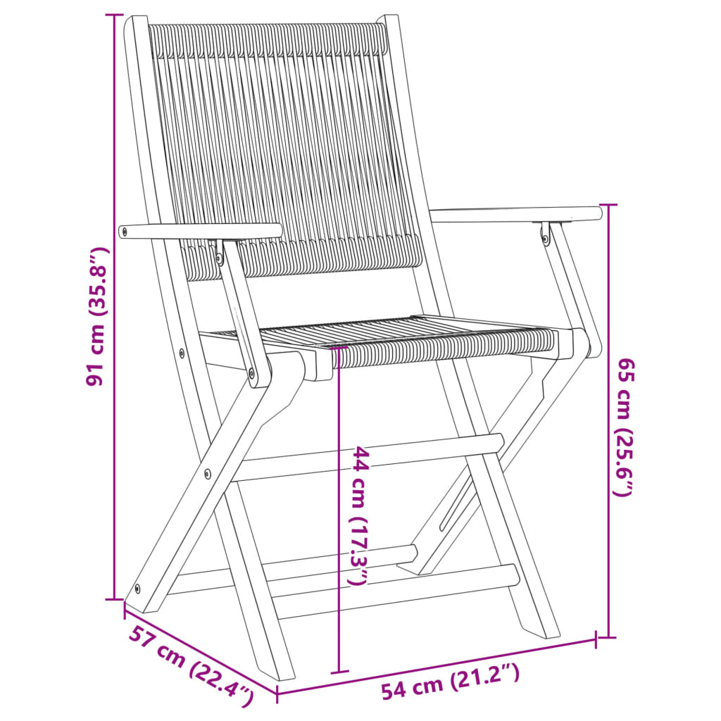  Black Solid Acacia Wood Folding Garden Chairs 6 pcs