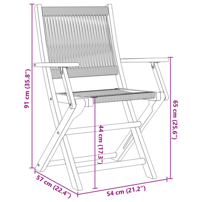  Black Solid Acacia Wood Folding Garden Chairs 6 pcs