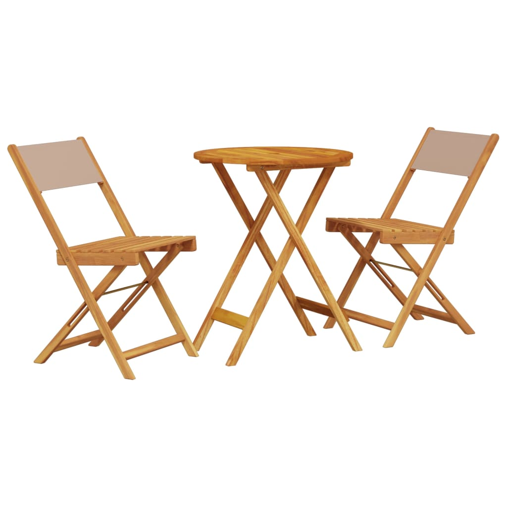 Taupe Fabric and Solid Wood 3 Piece Bistro Set