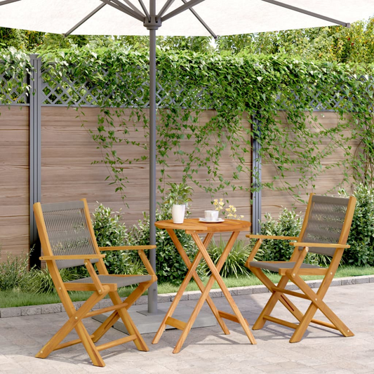  3 Piece Grey and Solid Wood Bistro Set