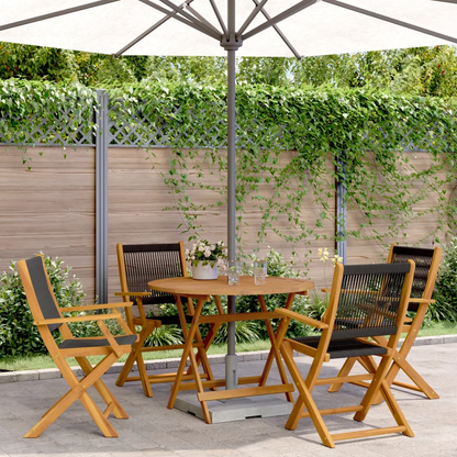  Black and Solid Wood 5 Piece Garden Dining Set