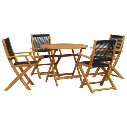  Black and Solid Wood 5 Piece Garden Dining Set