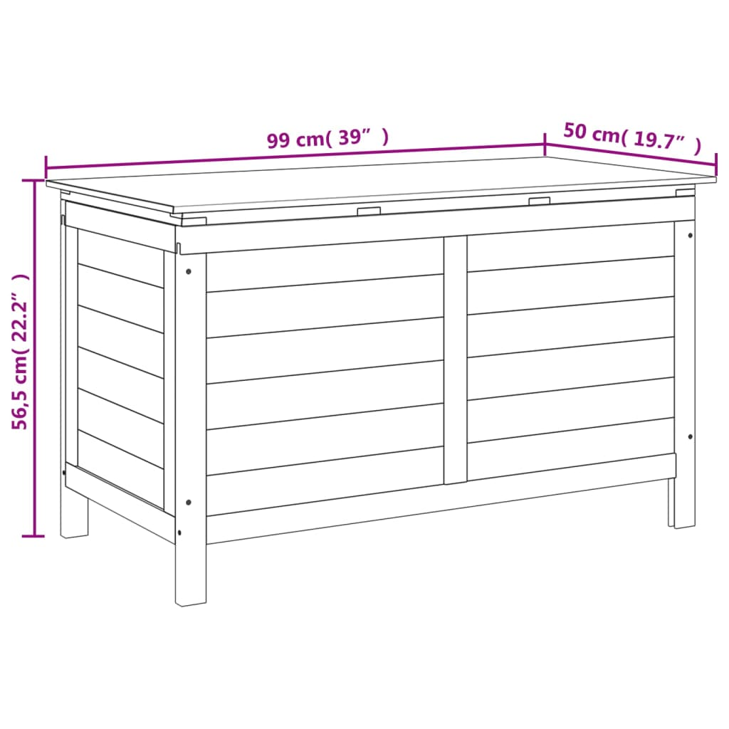 Solid Fir Wood Outdoor Cushion Box 99x50x56.5 cm