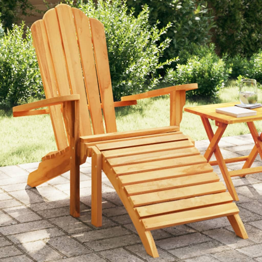  Solid Teak Wood Garden Adirondack Chair with Footrest