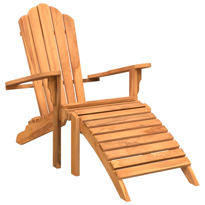  Solid Teak Wood Garden Adirondack Chair with Footrest