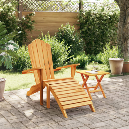  Solid Teak Wood Garden Adirondack Chair with Footrest