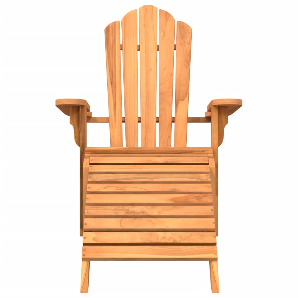  Solid Teak Wood Garden Adirondack Chair with Footrest