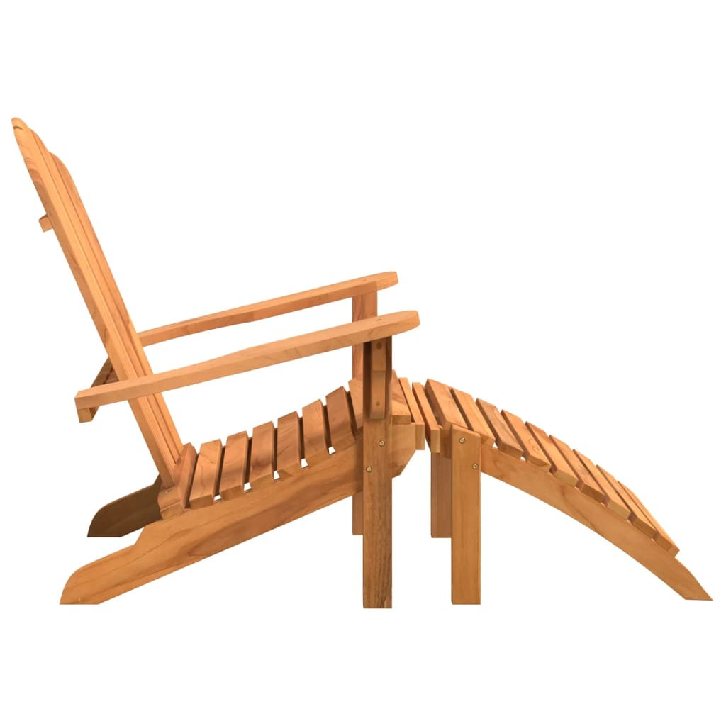  Solid Teak Wood Garden Adirondack Chair with Footrest