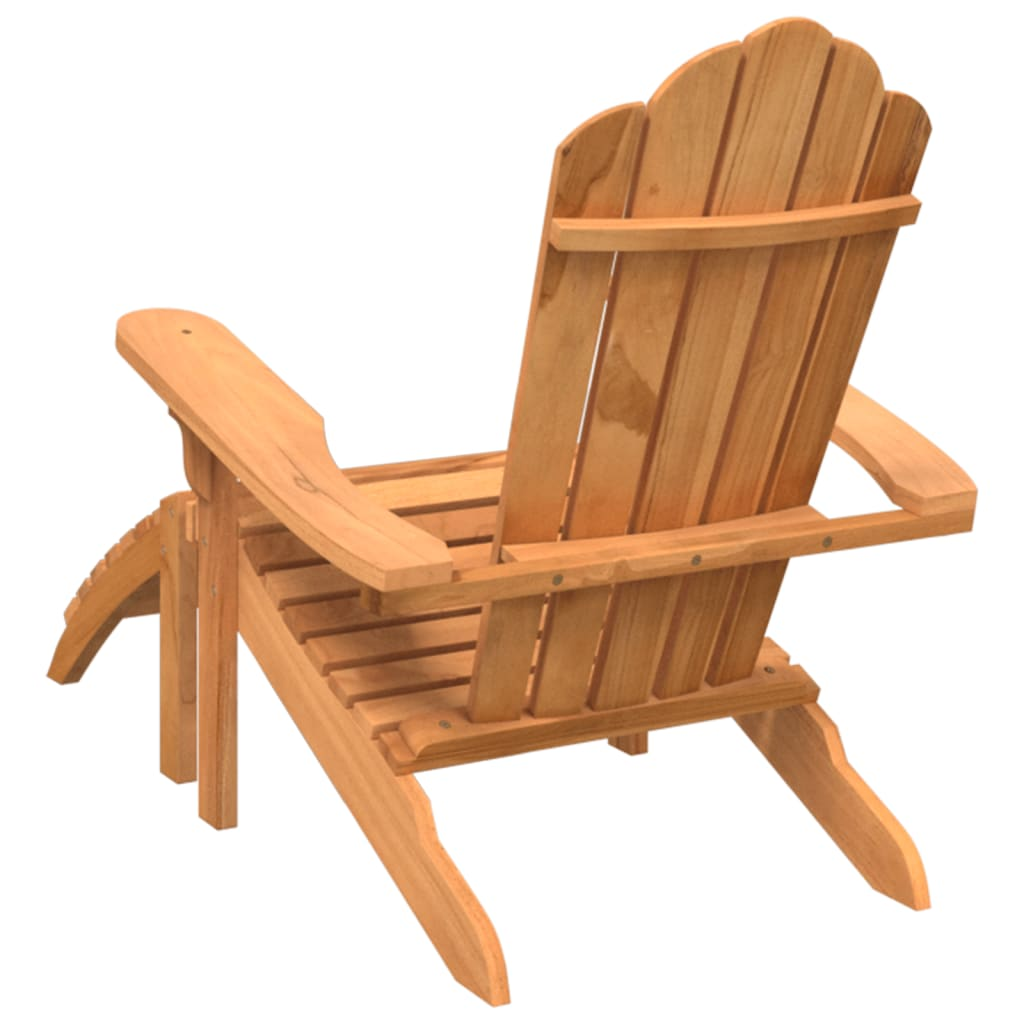  Solid Teak Wood Garden Adirondack Chair with Footrest