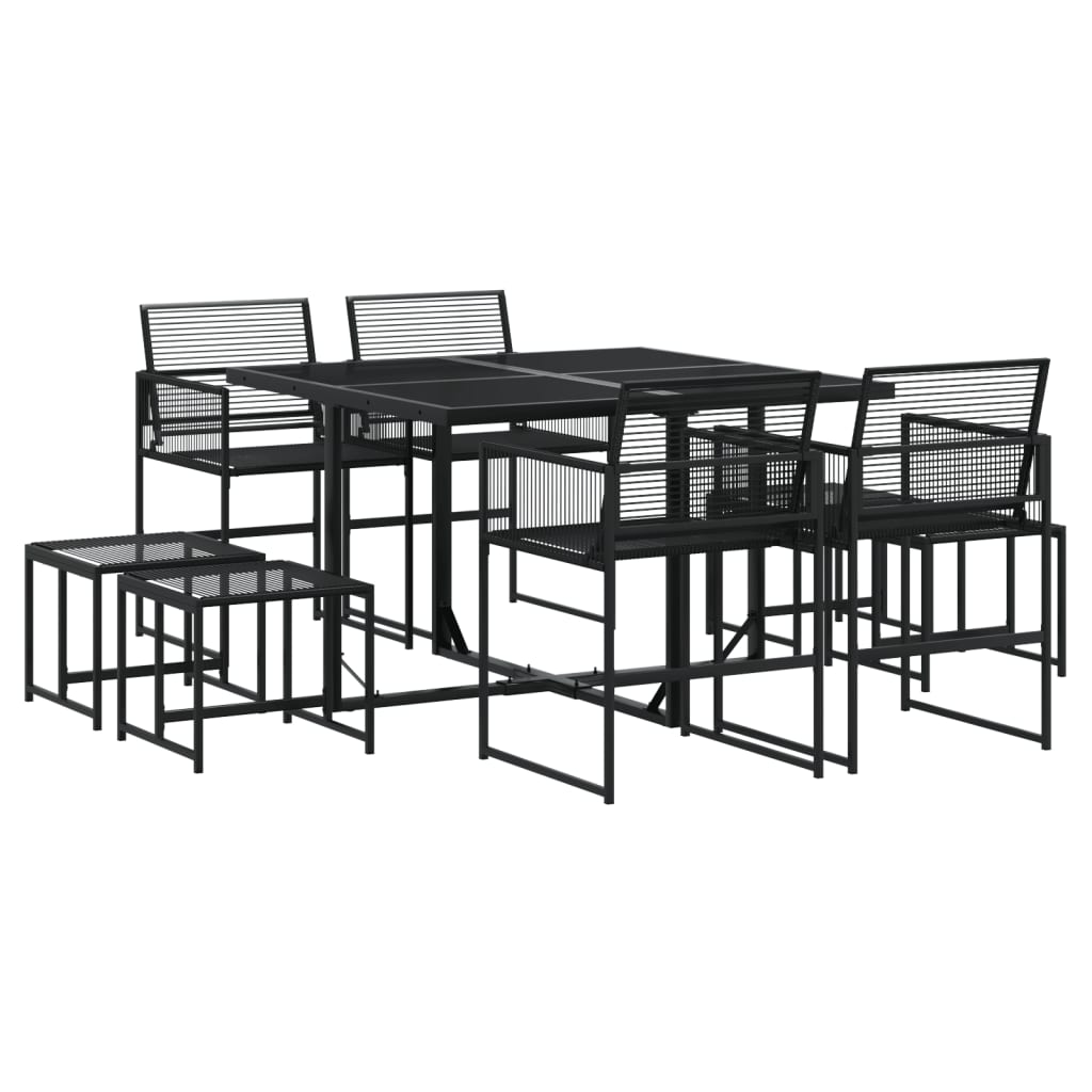  9 Piece Black Poly Rattan Garden Dining Set