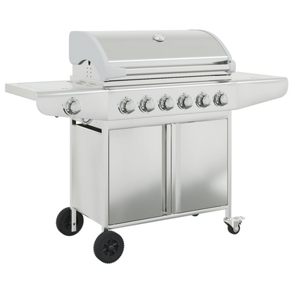 Gas BBQ Grill with 7 Burners Silver Stainless Steel