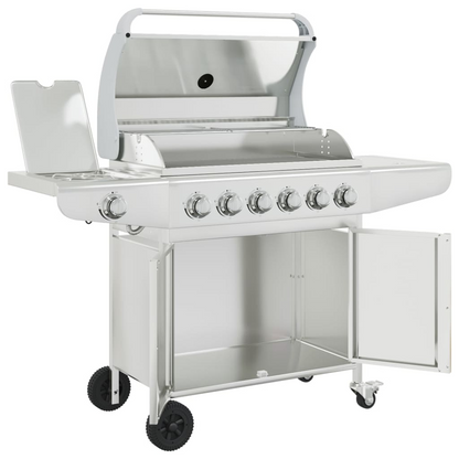 Gas BBQ Grill with 7 Burners Silver Stainless Steel