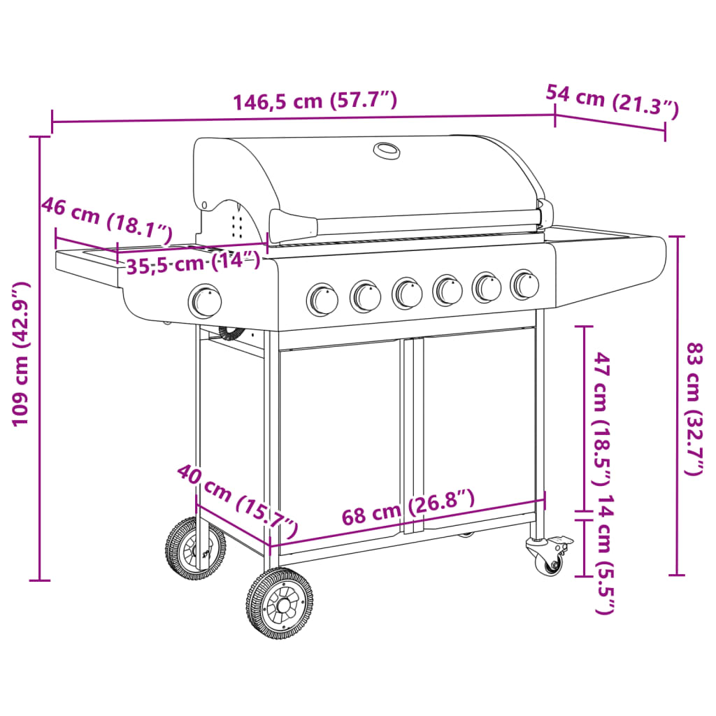 Gas BBQ Grill with 7 Burners Silver Stainless Steel