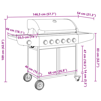 Gas BBQ Grill with 7 Burners Silver Stainless Steel