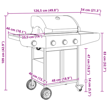 Gas BBQ Grill with 4 Burners Silver Stainless Steel