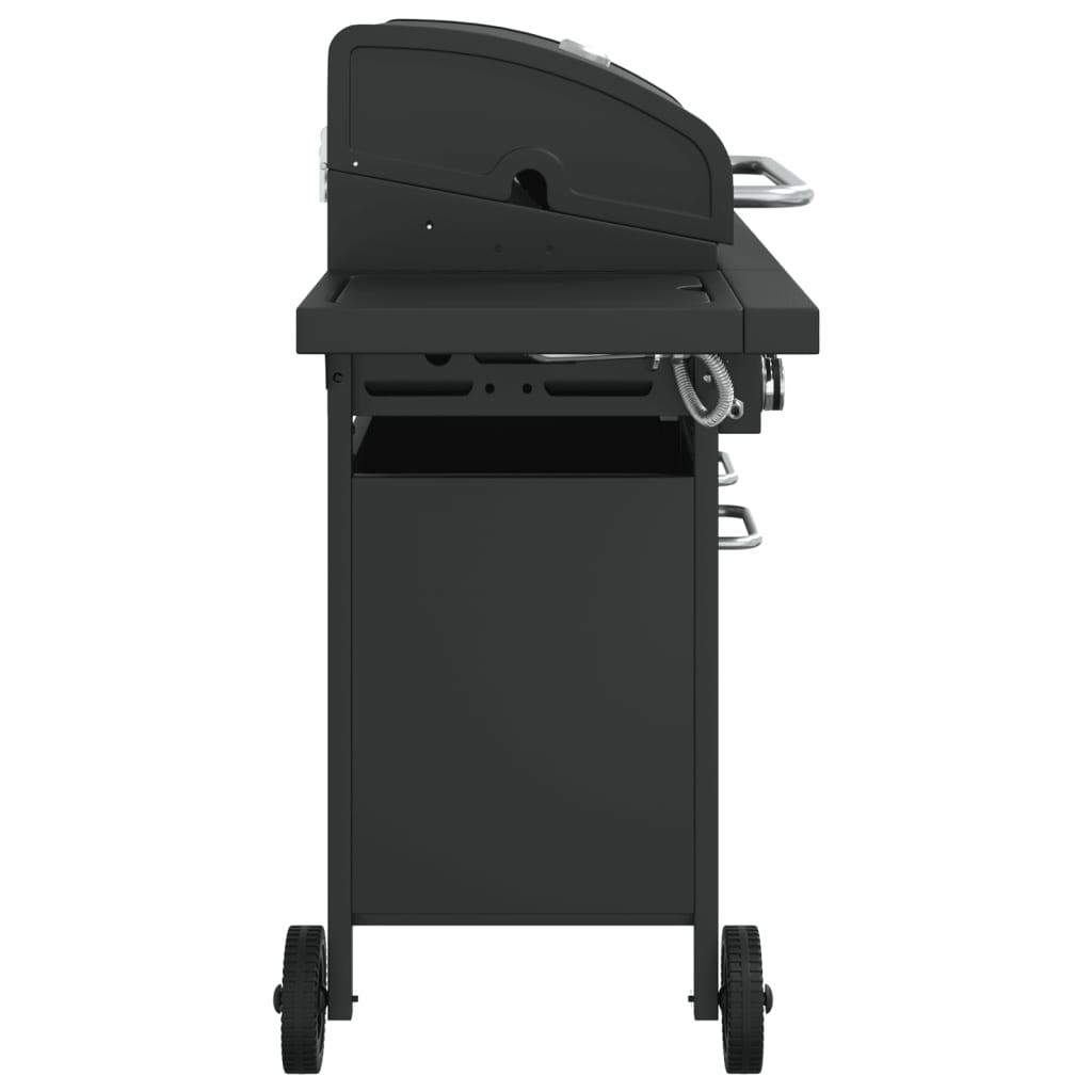 Gas BBQ Grill with 7 Burners Black Powder-coated Steel