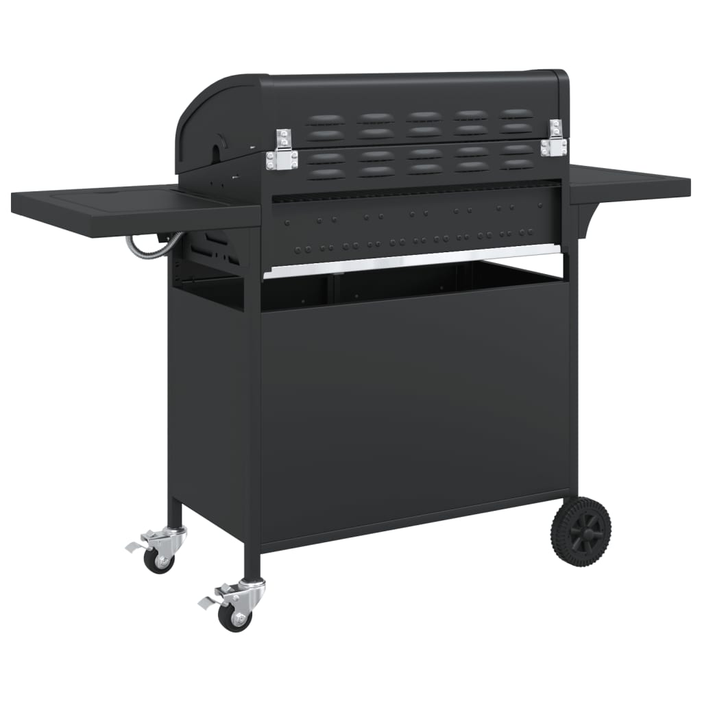 Gas BBQ Grill with 7 Burners Black Powder-coated Steel