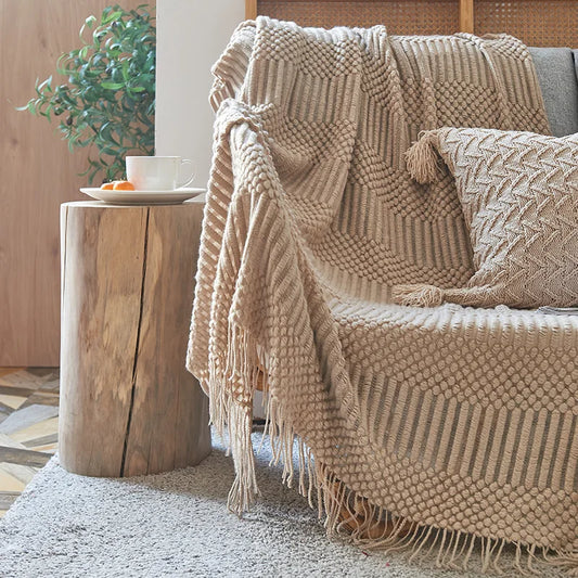 Knitted Blanket With Tassels