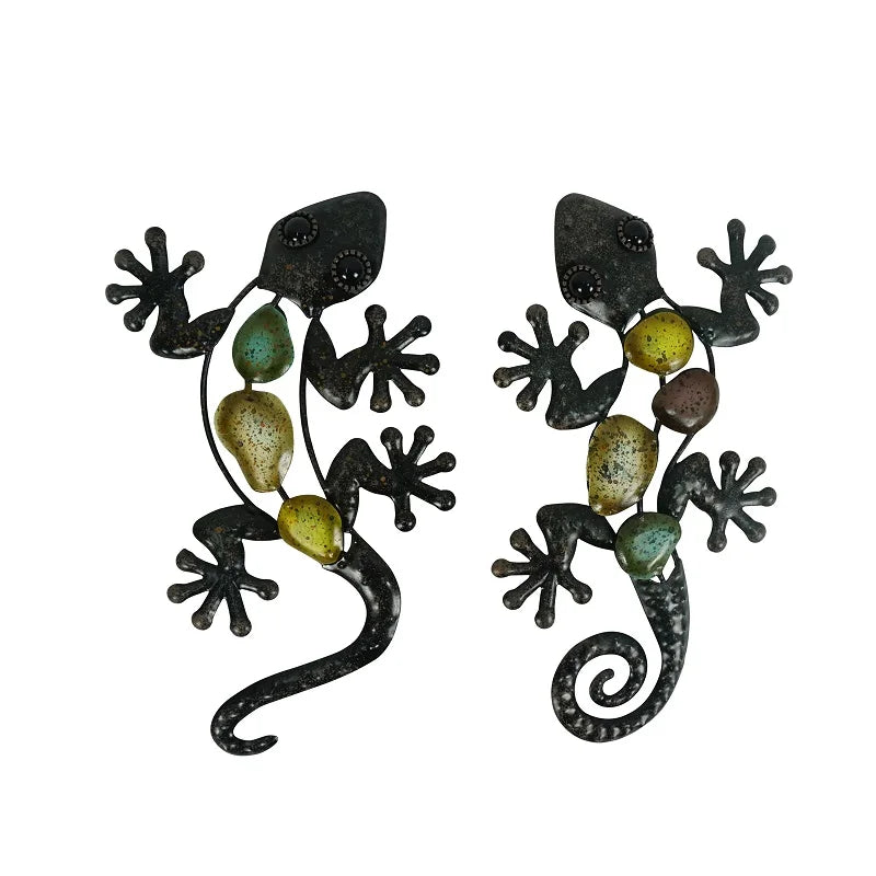 Set of 2 Metal Gecko Wall Decor | Jscapes Home and Garden