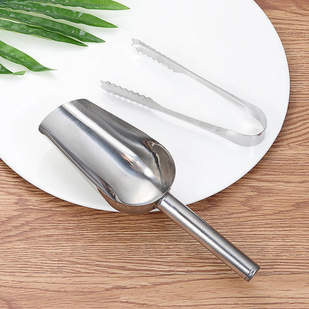 Stainless Steel Ice Scoop and Tong Set | Jscapes