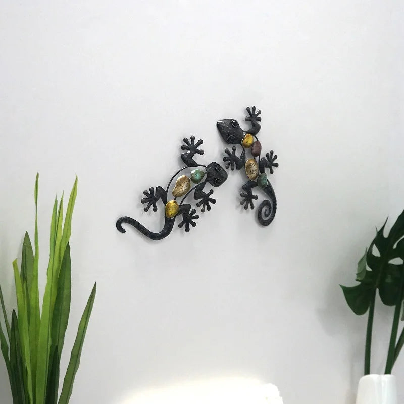 Set of 2 Metal Gecko Wall Decor | Jscapes Home and Garden