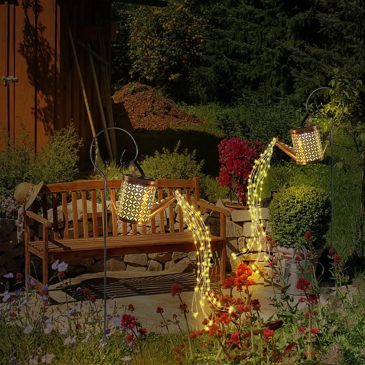 Outdoor Solar Watering Can with Lights 