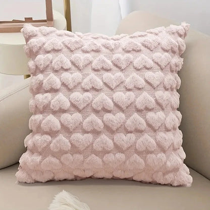 Plush Love Heart Cushion Cover for Living Room