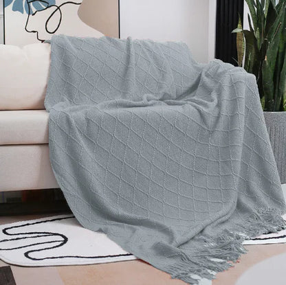 Nordic Knitted Sofa Blanket with Tassels