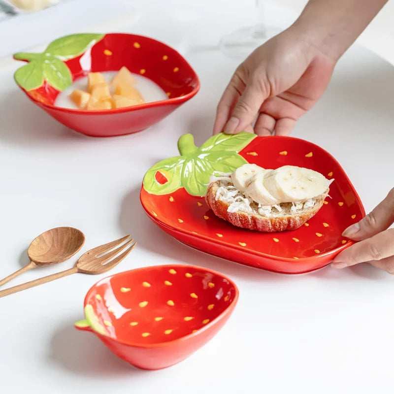 Strawberry Shaped Ceramic Bowls