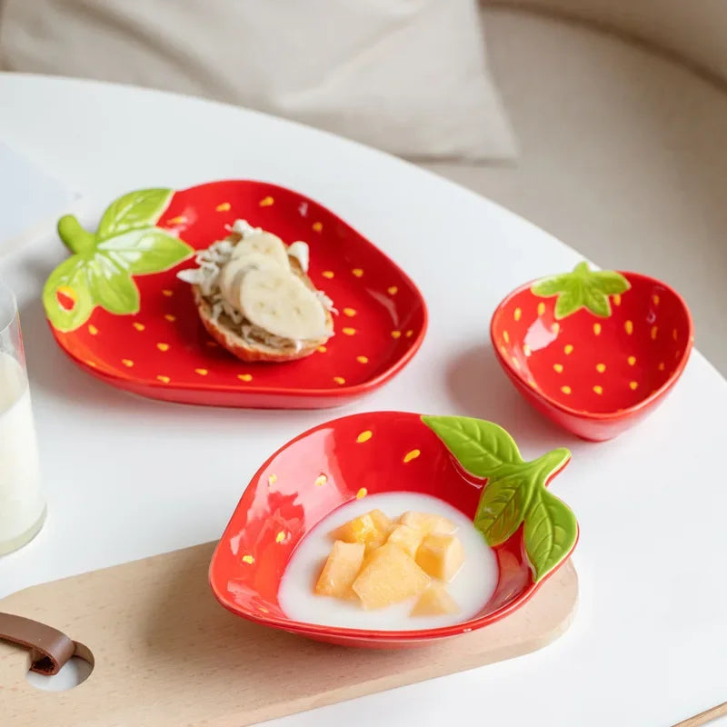 Strawberry Shaped Ceramic Bowls