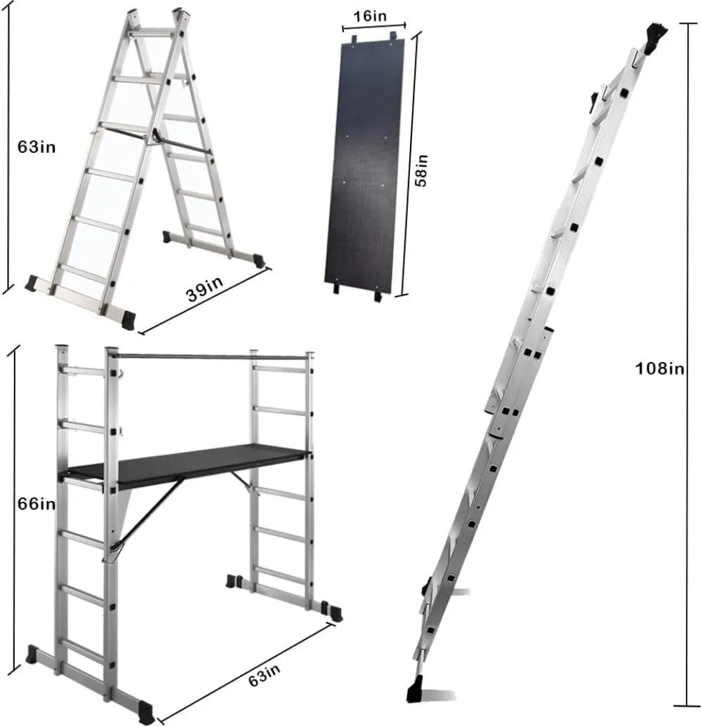 Multi Function Platform and 3 Step Ladder Dolly Cart