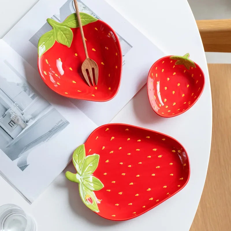 Strawberry Shaped Ceramic Bowls